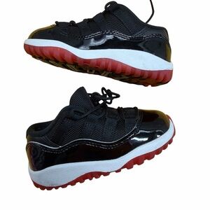 Air Jordan 11 Retro Low PS Black Varsity Red White Basketball Kids Size 7C